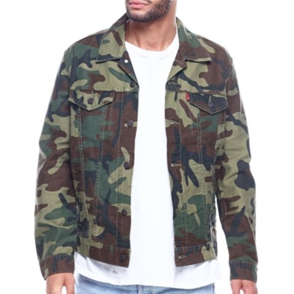 Nwt Levis Mens Camo Trucker Jacket L 